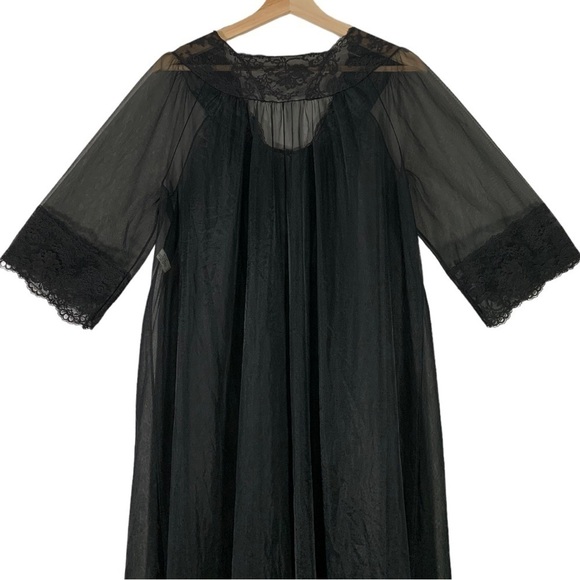 Vintage Shadow Line Chiffon Peignoir Lingerie Gown Size Medium - Picture 5 of 8